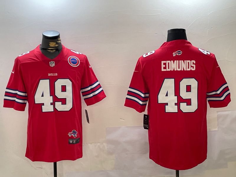 Men Buffalo Bills #49 Edmunds Red Second generation 2024 Nike Limited NFL Jersey style 3